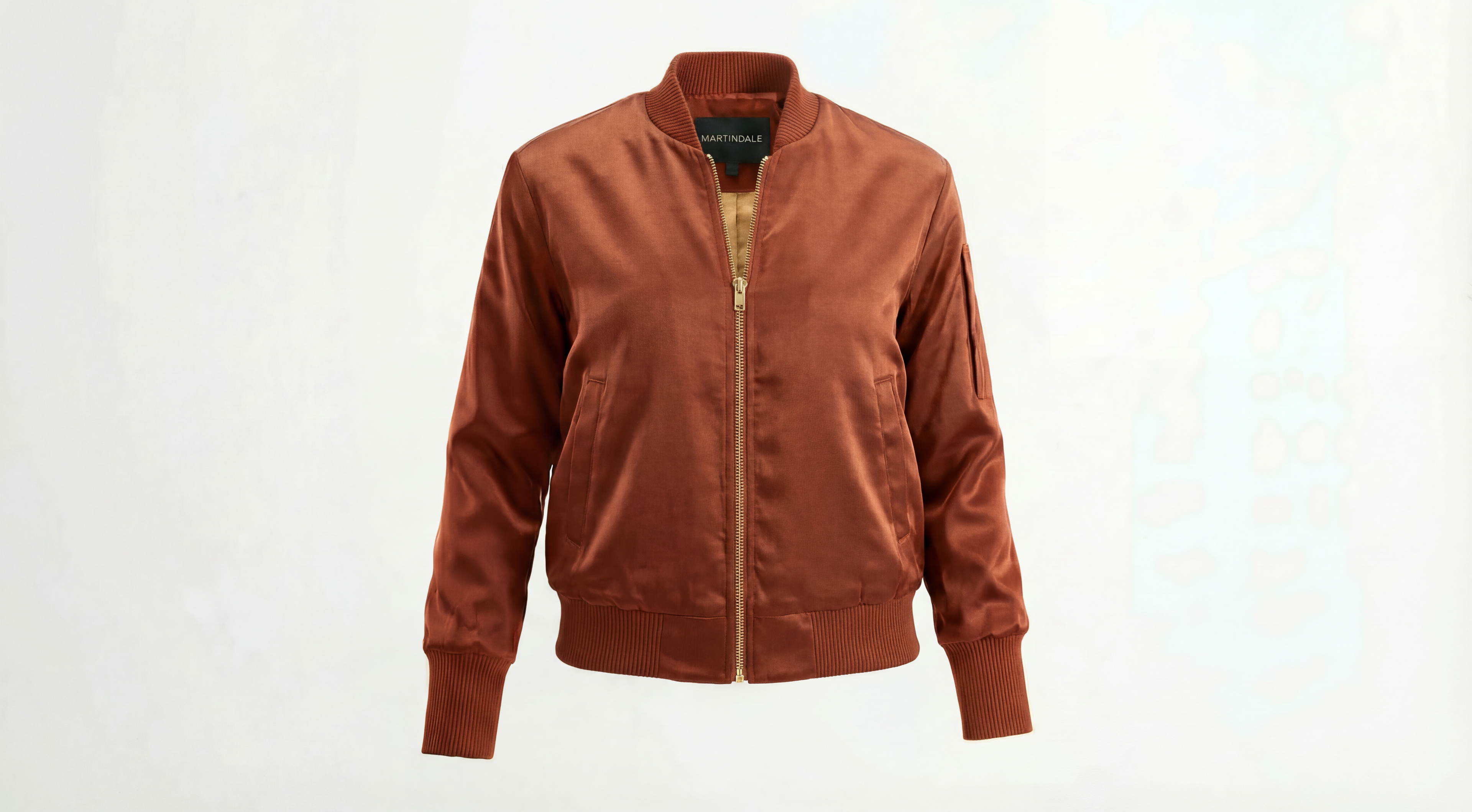 The Amelia Bomber Jacket in Cognac Satin